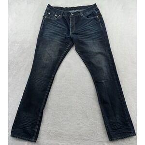 Decibel Jeans Mens Size 36x34 Dark Wash Straight Fit Zippered Pockets